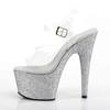 Pleaser - ADORE708HMG Sandale à bride à la cheville, Pole dance chaussures - Chaussures de pole dance - Couleur argent/Transparent Product image